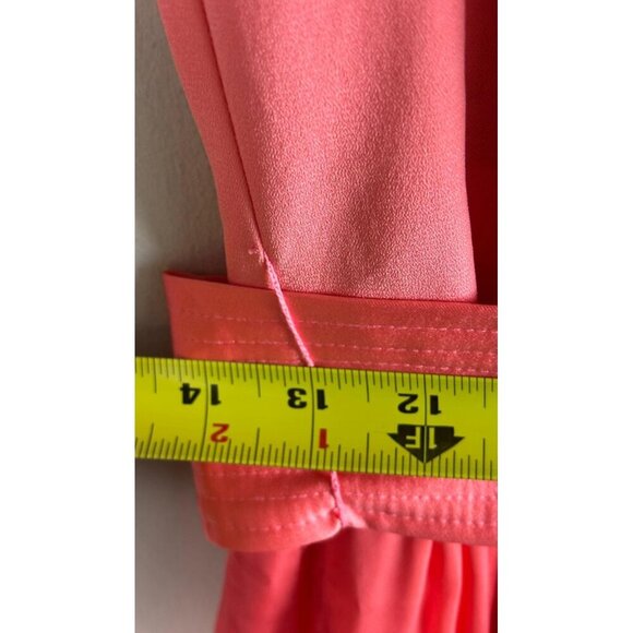 Vera Wang Coral Halter Gown V-Neck Bow Back Slit Skirt Satin Formal Dress Size 2 - Picture 10 of 12